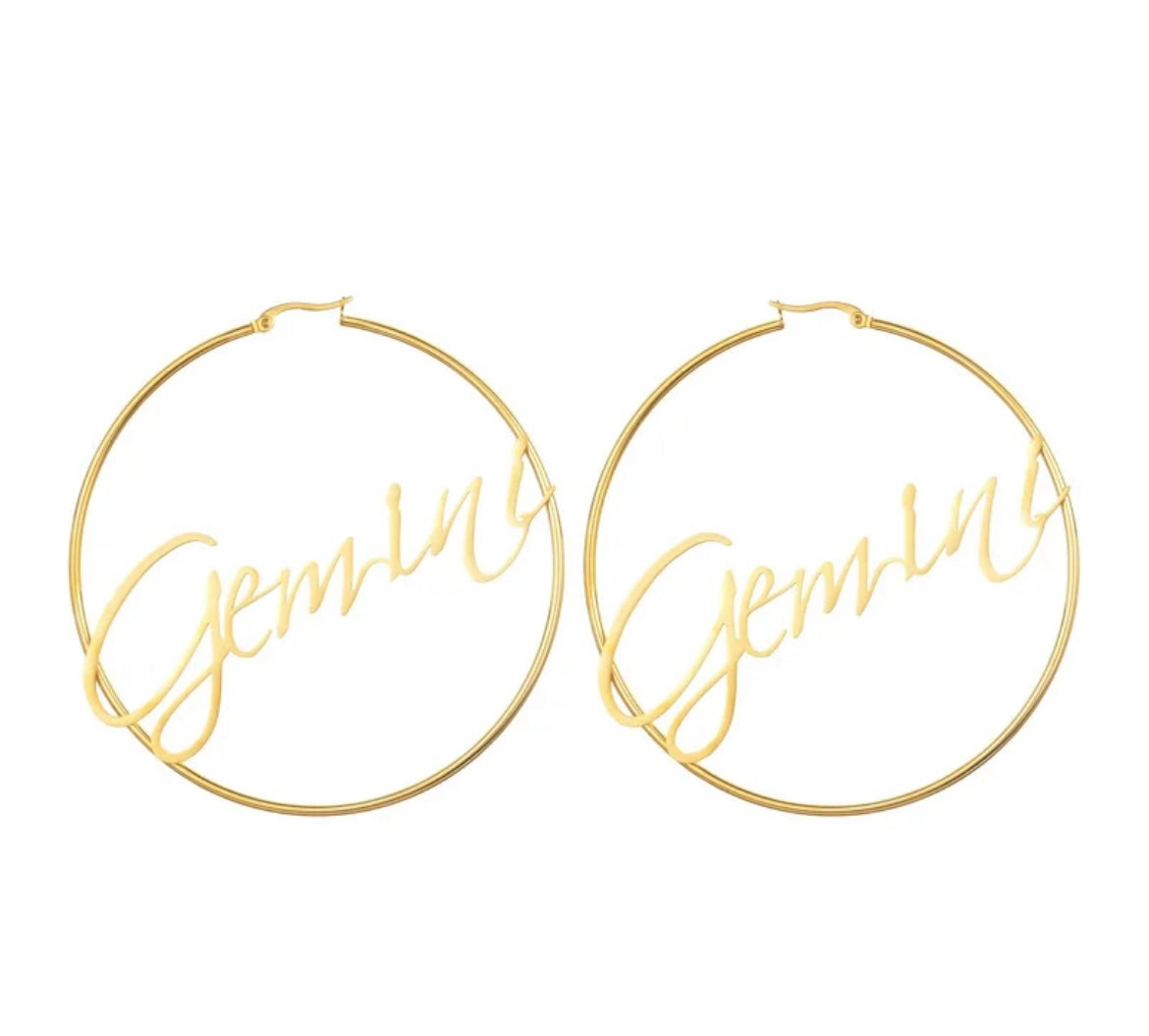 18k Zodiac Hoops