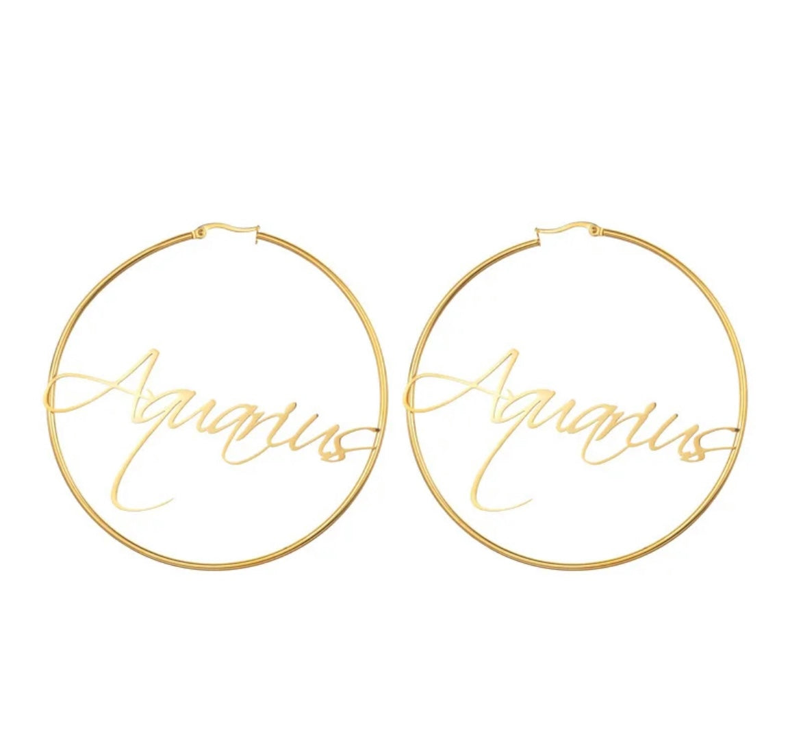 18k Zodiac Hoops