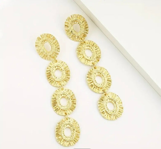 Gold Floral Dangle Earrings