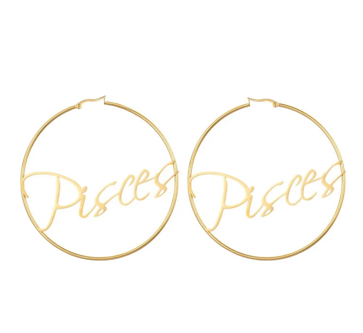 18k Zodiac Hoops