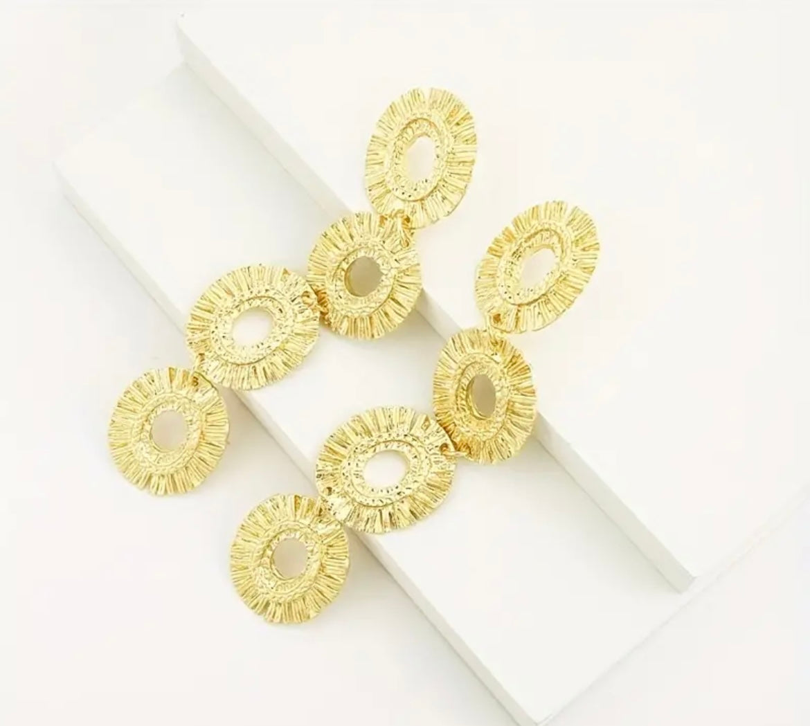 Gold Floral Dangle Earrings