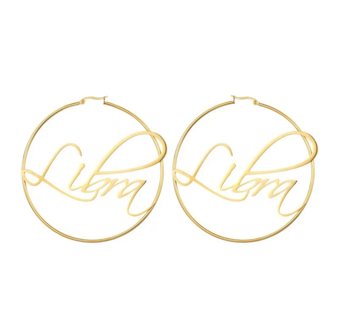 18k Zodiac Hoops