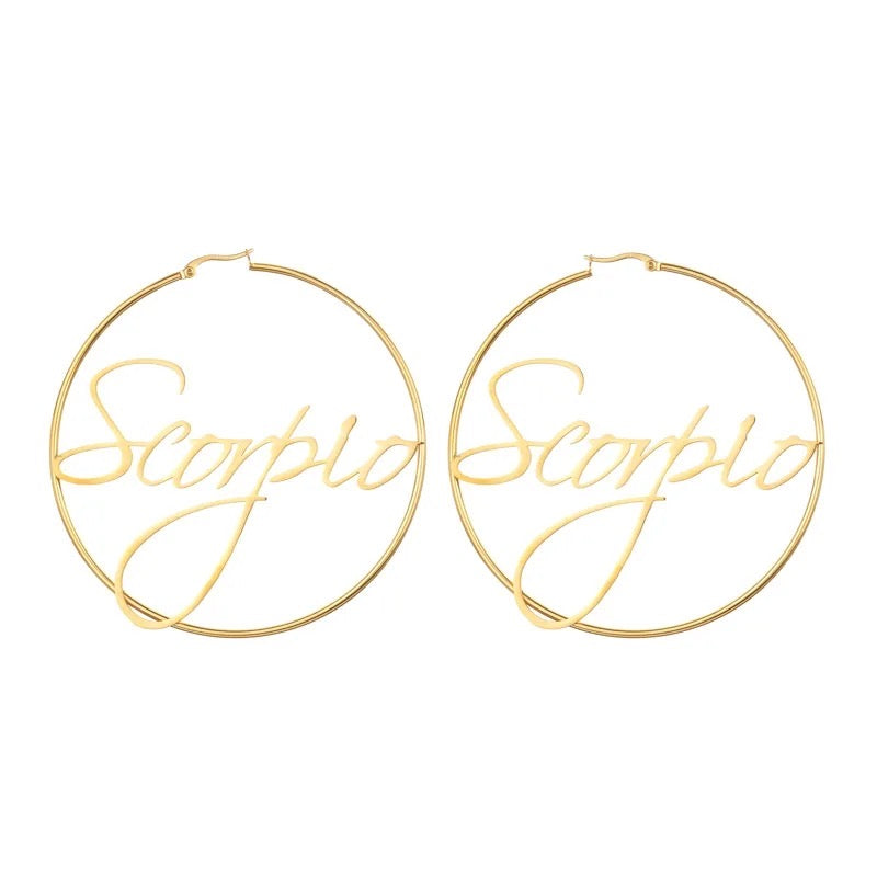 18k Zodiac Hoops