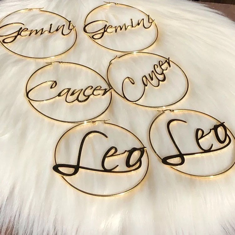 18k Zodiac Hoops