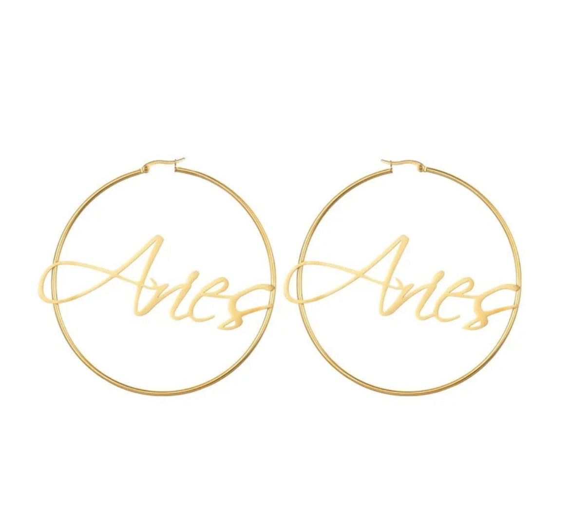 18k Zodiac Hoops